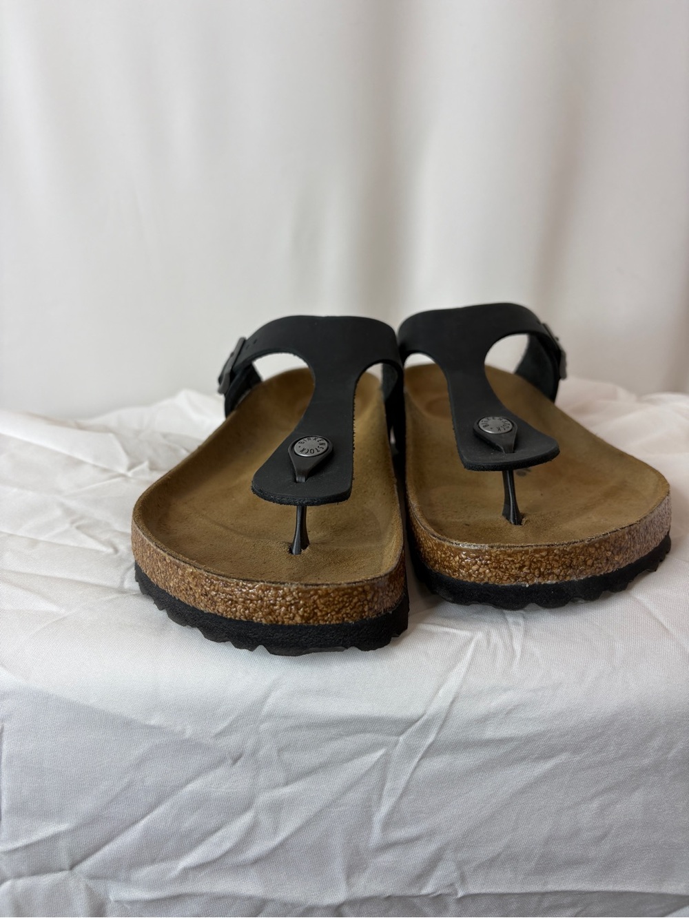 Birkenstock Black Thong Sandals with Cork Footbed